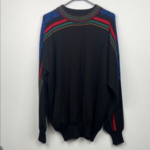 Vintage Meister colorful accent knit wool blend sweater XL